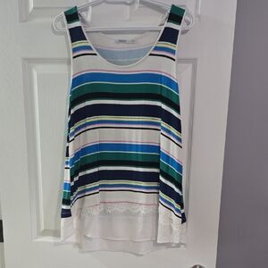 Ricki's Striped Tank Top with Lace Detail